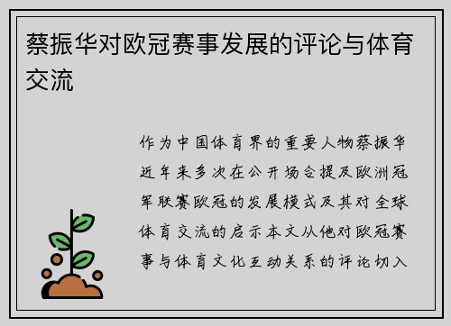 蔡振华对欧冠赛事发展的评论与体育交流